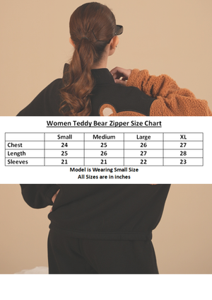 Women Zipper | Cute Teddy Bear | Black
