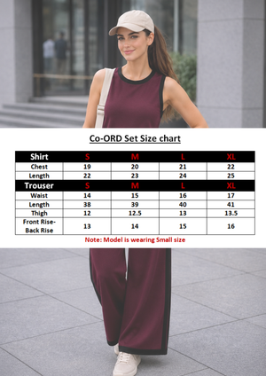 Women Contrast Trim Sleeveless Co-Ord Set - Wine - Co Ord Set for Women by Hangout Pakistan - view 3