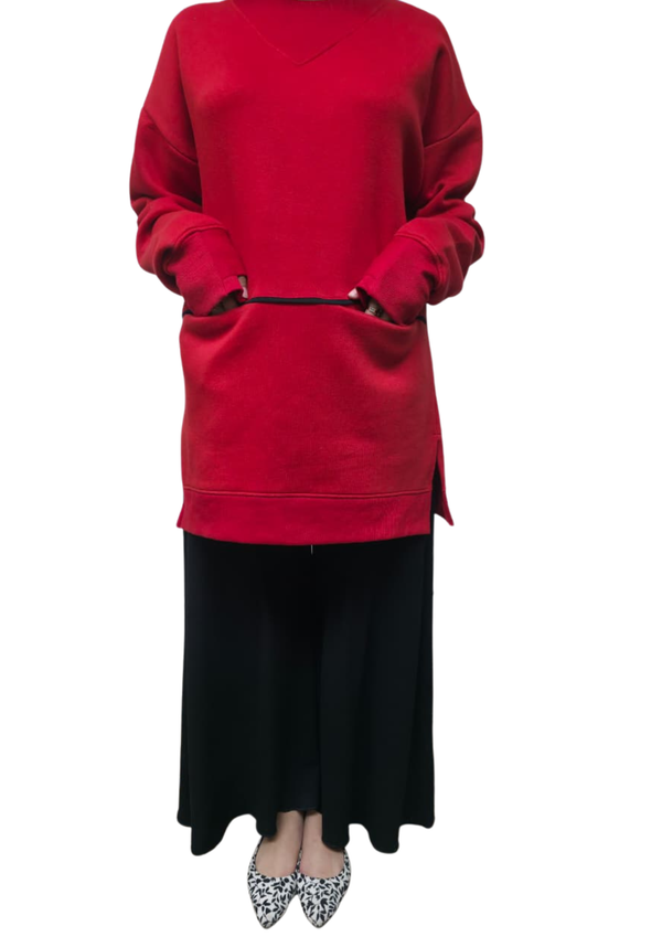 Women Sweatshirt |Long & LooseFit | Red