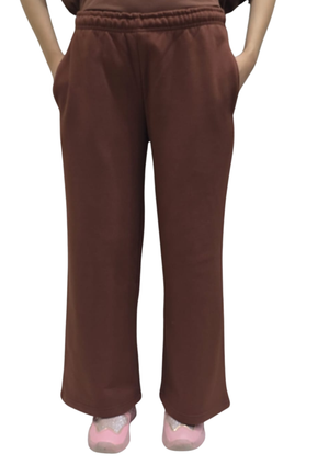 Women Fleece Jogger Wide Leg- Chocolate Brown
