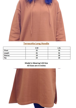 Women Oversized Long Hoodie | Terracotta