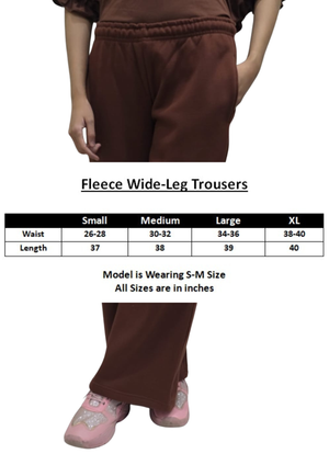 Women Fleece Jogger Wide Leg- Chocolate Brown