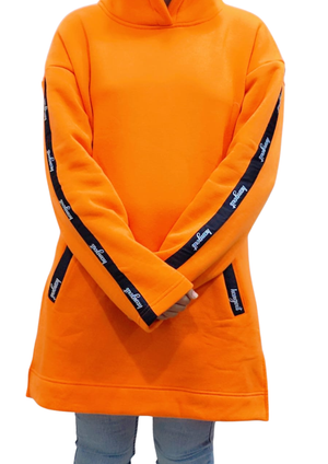 Women Oversized  Long Hoodie | Orange