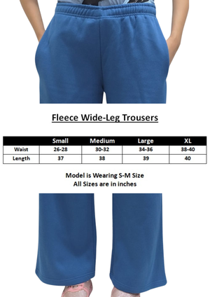 Women Fleece Jogger Wide leg - Sapphire Blue